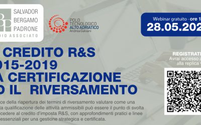Webinar gratuito | IL CREDITO R&S 2015-2019 LA CERTIFICAZIONE ED IL RIVERSAMENTO