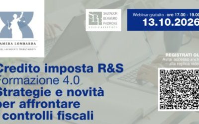 Webinar gratuito | CREDITO D’IMPOSTA RICERCA E SVILUPPO E FORMAZIONE 4.0