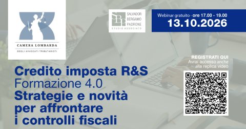 Webinar gratuito |  CREDITO D’IMPOSTA RICERCA E SVILUPPO E FORMAZIONE 4.0